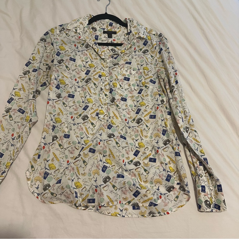 J Crew french print blouse